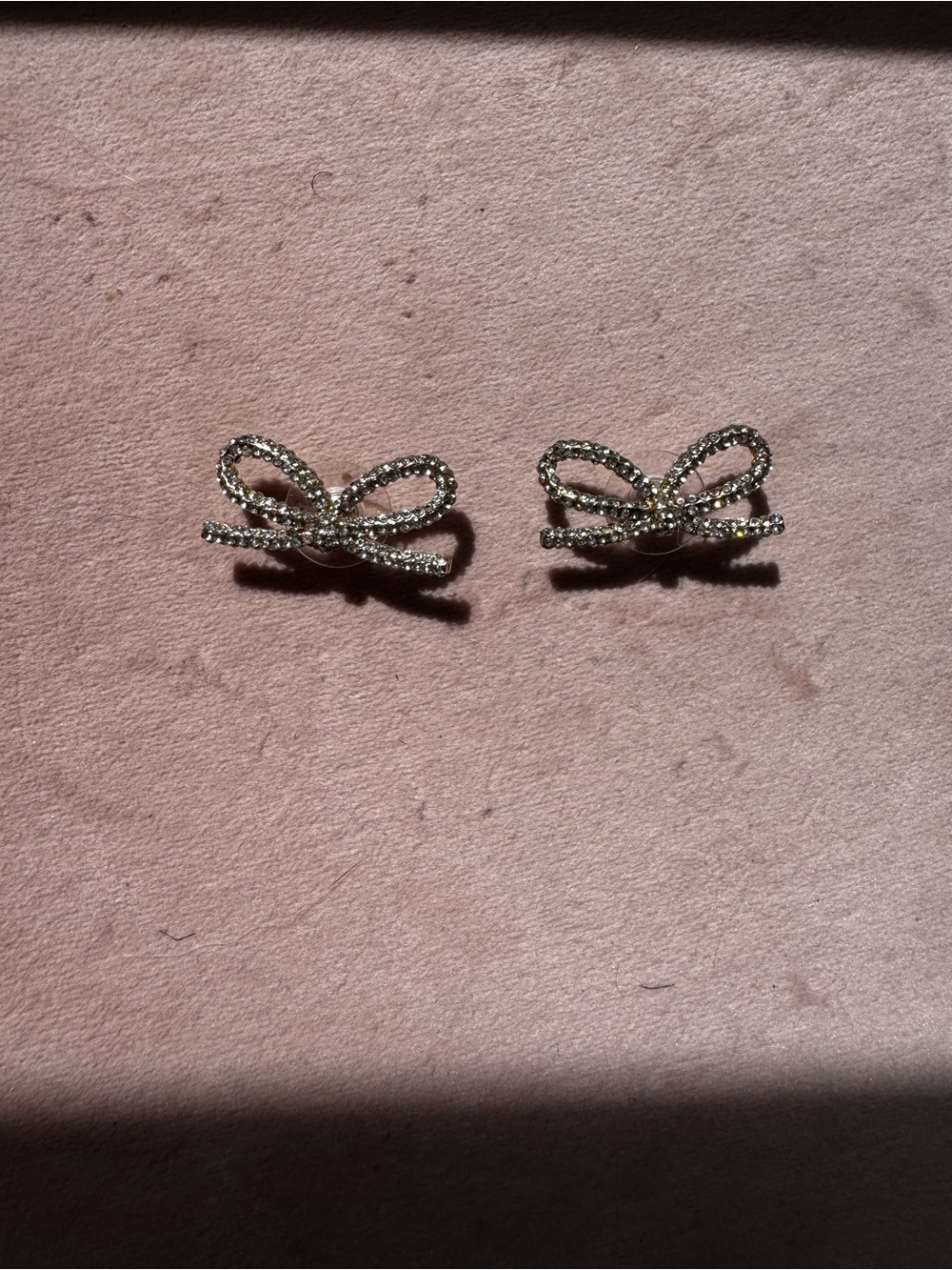 Gold Crystal Bow Stud Earrings